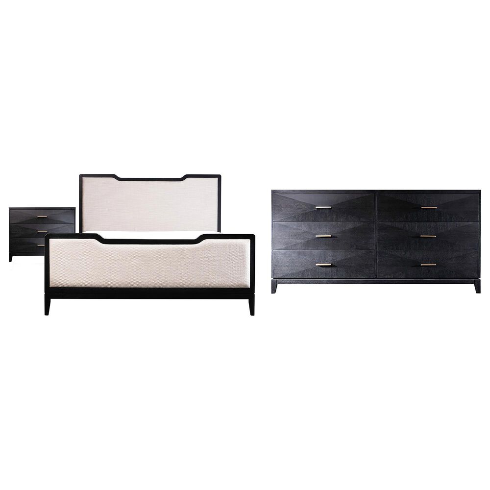 Alder and Tweed Graham 3-Piece King Upholstered Bed Set in Onyx Oak, , large