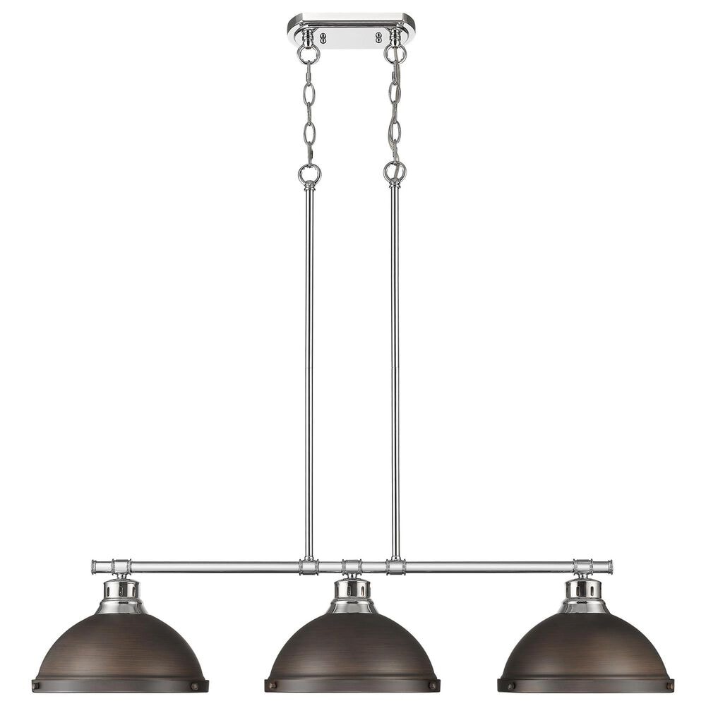 Golden Lighting Duncan 3-Light Pendant with Rubbed Bronze Shade in Chrome, , large