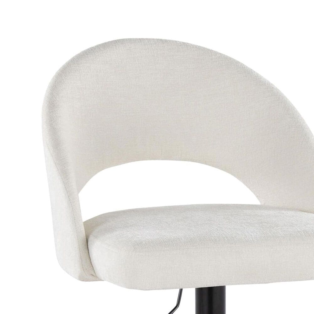 LumiSource Renee Adjustable Swivel Bar Stool with Cream Fabric Upholstery in Black (Set of 2), , large
