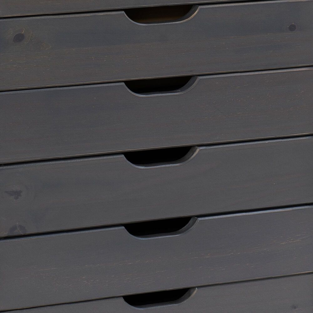 Linon Home Decor Cary 6-Drawer Wide Rolling Cart in Grey, , large