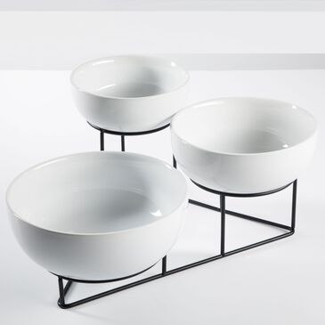 Gibson Home 4-Piece Bowl Set in White and Black, , large