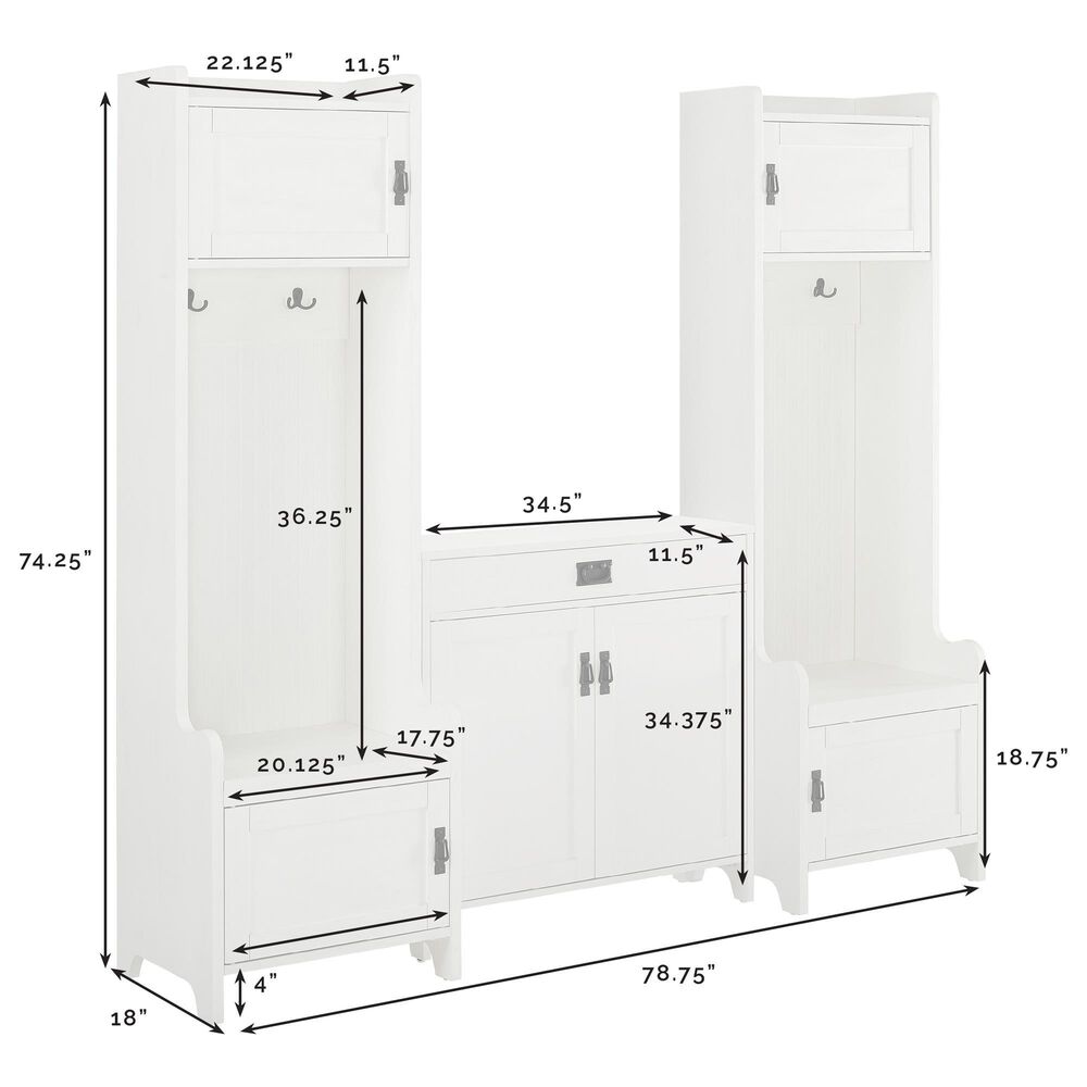 Crosley Furniture Fremont 3Piece Entryway Set in Distressed White