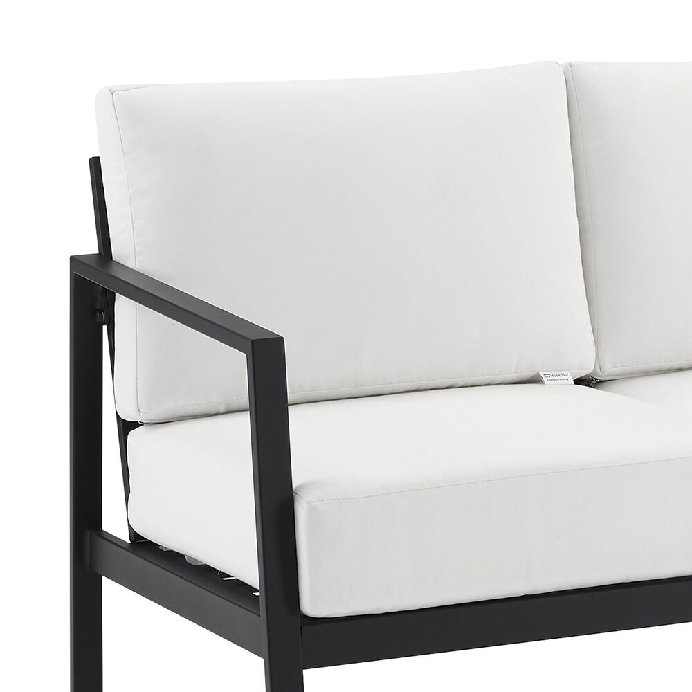 Linon Home Decor Holland Outdoor Loveseat with White Cushions in Black, , large
