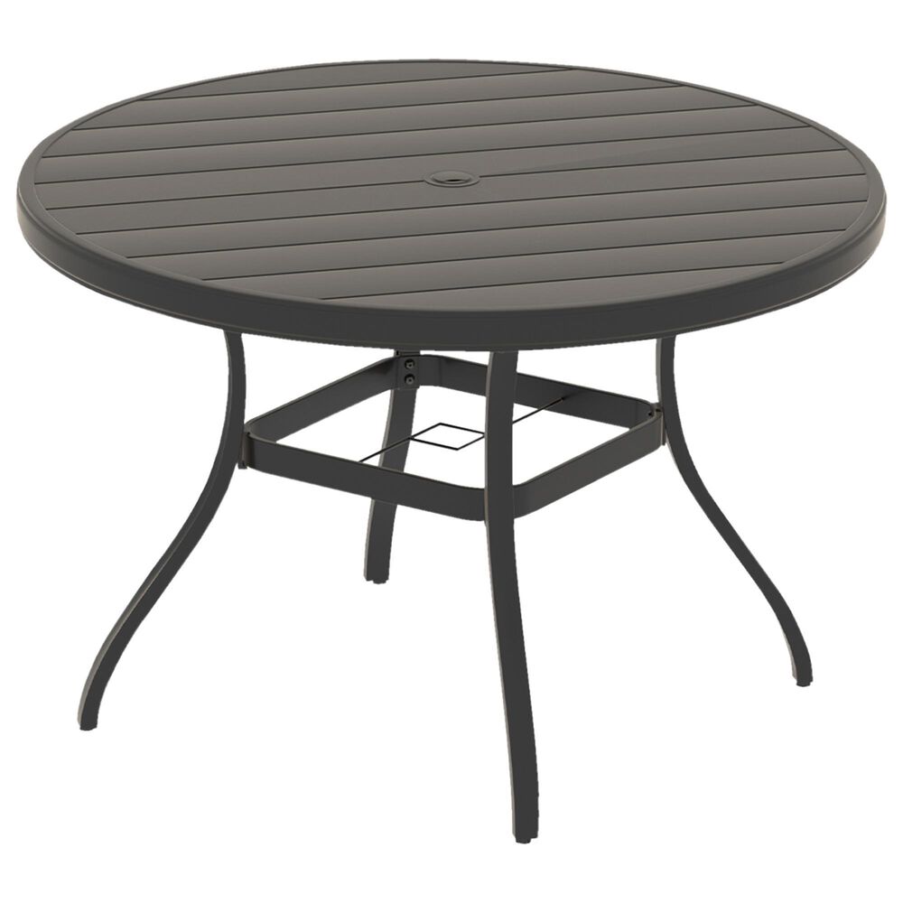 Hearth and Haven Outdoor 41" Round Dining Table with Umbrella Hole in Black - Table Only, , large