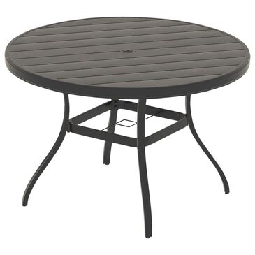 Hearth and Haven Outdoor 41" Round Dining Table with Umbrella Hole in Black - Table Only, , large