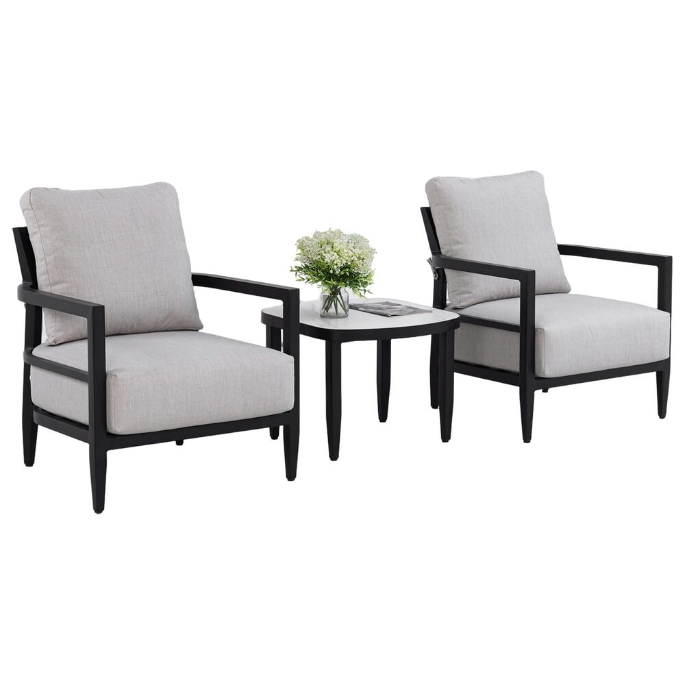 Hearth and Haven 3-Piece Outdoor Aluminum Club Chair Set with Side Table in Cast Silver, , large