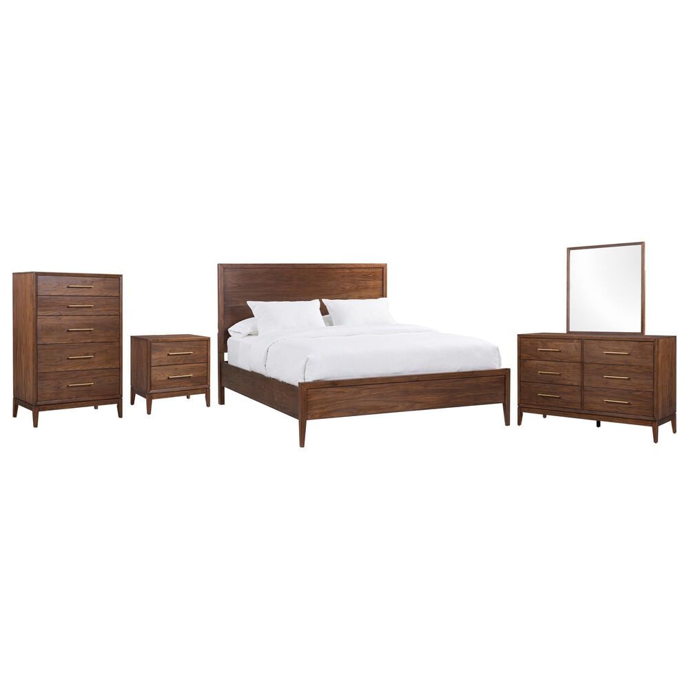 Riva Ridge Jasper 5 Piece Queen Panel Bedroom Set in Modern Walnut, , large