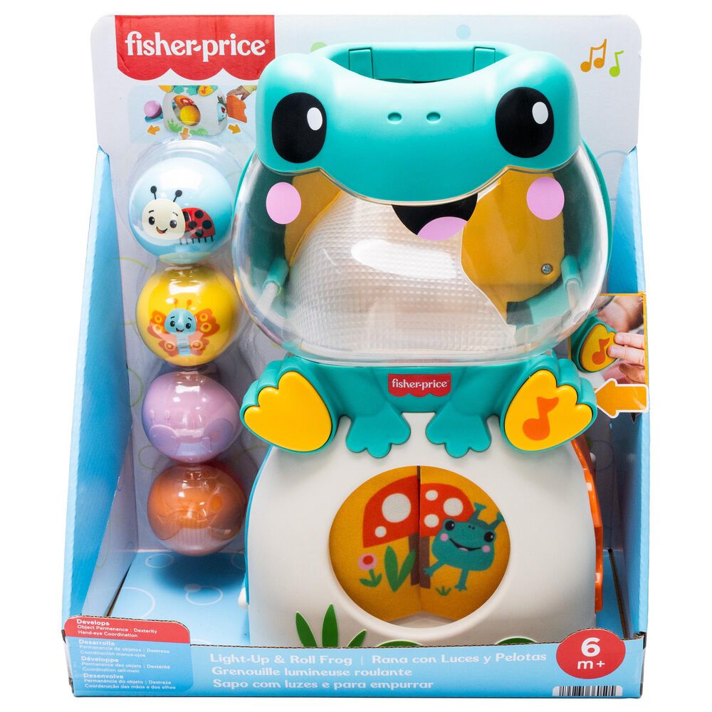 Fisher Price Infant Light-Up and Roll Frog Activity Toy, , large