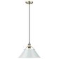 Golden Lighting Orwell 1-Light Wide Large Pendant with Dusky Blue Shade in Aged Brass, , large