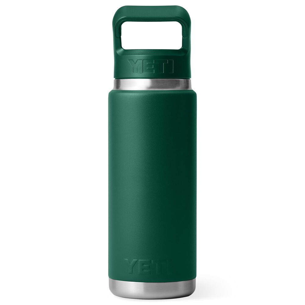 YETI Rambler 26 Oz Water Bottle with Color-Matched Straw Cap in Black Forest Green, , large