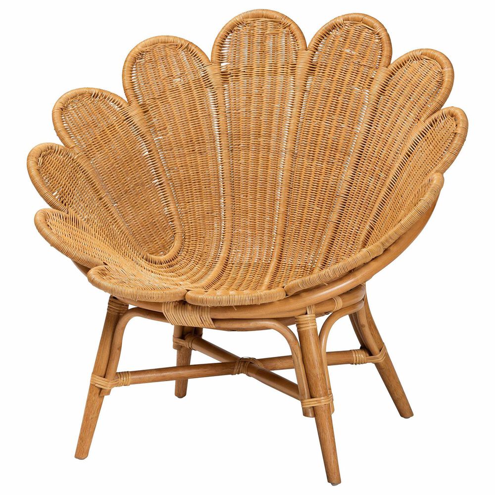 Baxton Studio Blossom Accent Flower Chair in Light Honey, , large