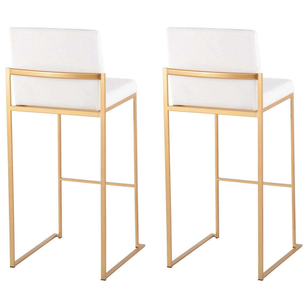 LumiSource Fuji 30" Bar Stool with White Upholstery in Gold (Set of 2), , large