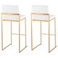 LumiSource Fuji 30" Bar Stool with White Upholstery in Gold (Set of 2), , large