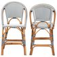 Baxton Studio Genica Counter Stool with Two-Tone Navy and White Weaving in Natural Rattan (Set of 2), , large