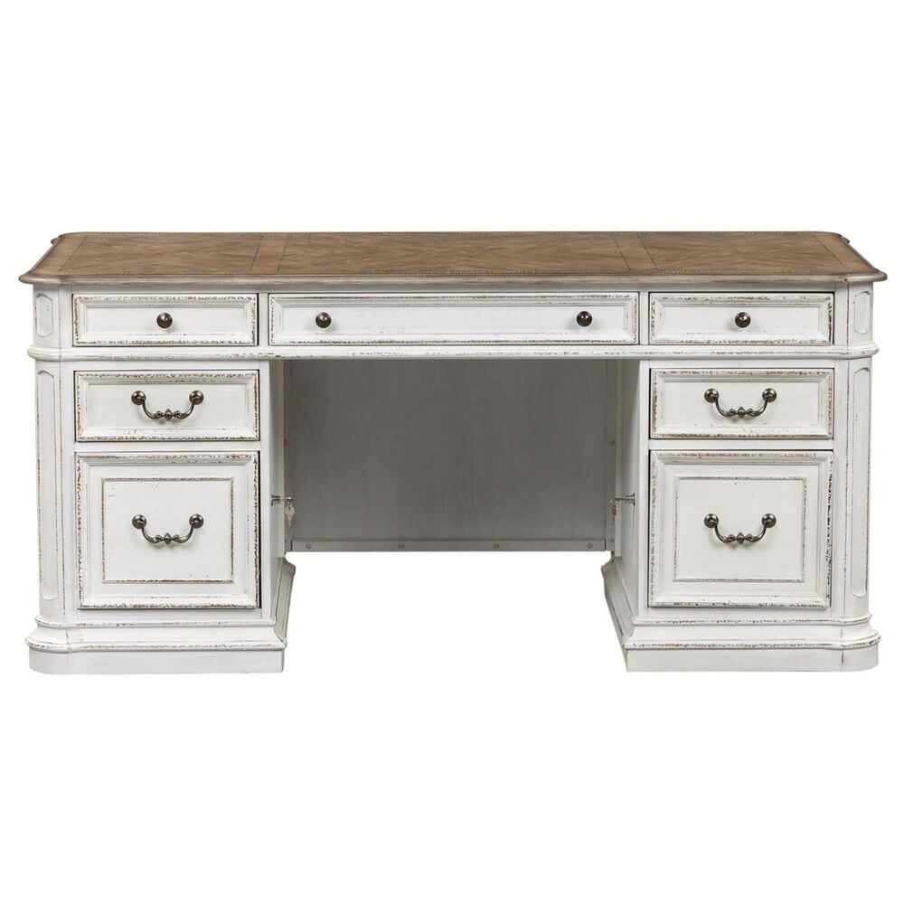 Belle Furnishings Junior Executive Desk in Antique White and Bark, , large