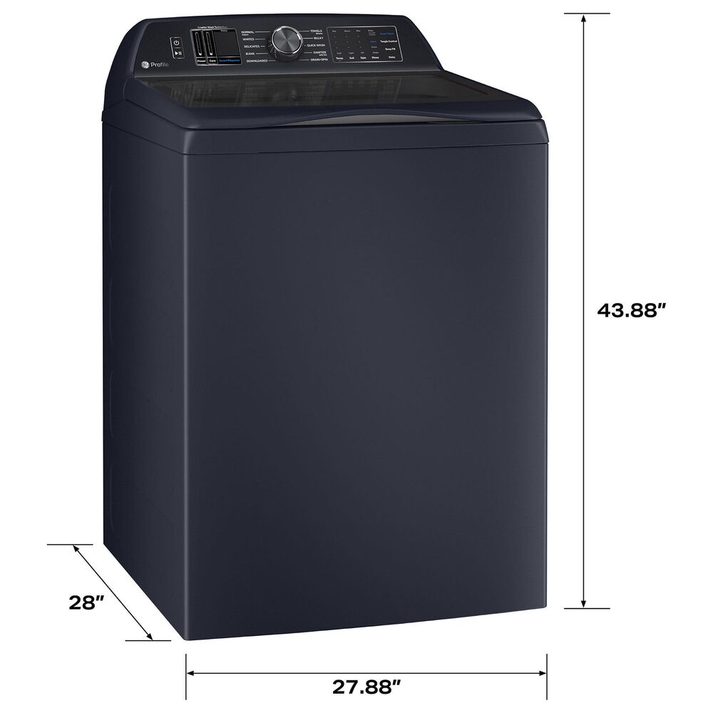 GE Profile 5.3 Cu. Ft. Top Load Agitator Washer and 7.3 Cu. Ft. Gas Dryer Laundry Pair in Sapphire Blue, , large