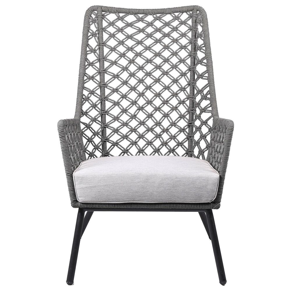 Blue River Marco Outdoor Lounge Chair with Gray Rope in Black, , large
