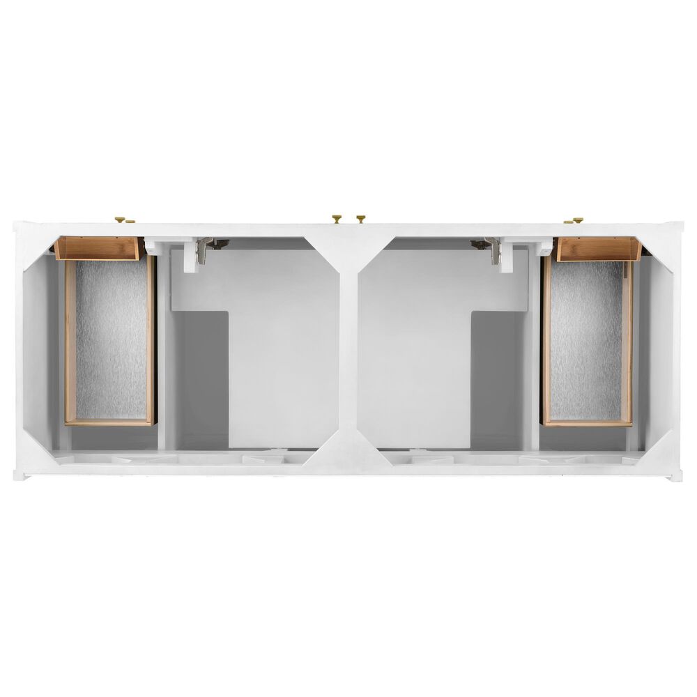 James Martin Vanities Chicago 60&quot; Double Bathroom Vanity in Glossy White with Single Hole 3 cm White Zeus Quartz Top and Rectangular Sinks, , large