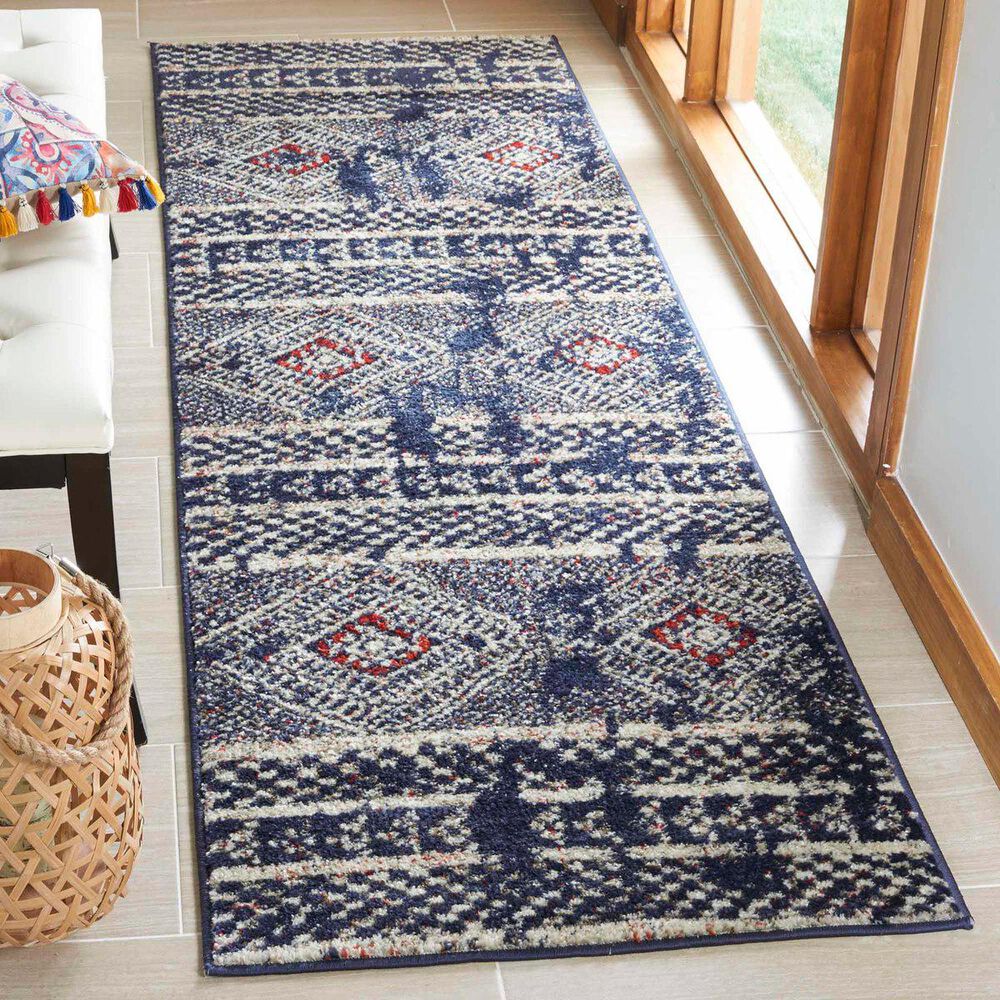 Safavieh Adirondack ADR202N 2&#39;6&quot; x 8&#39; Vintage Navy and Light Grey Runner, , large