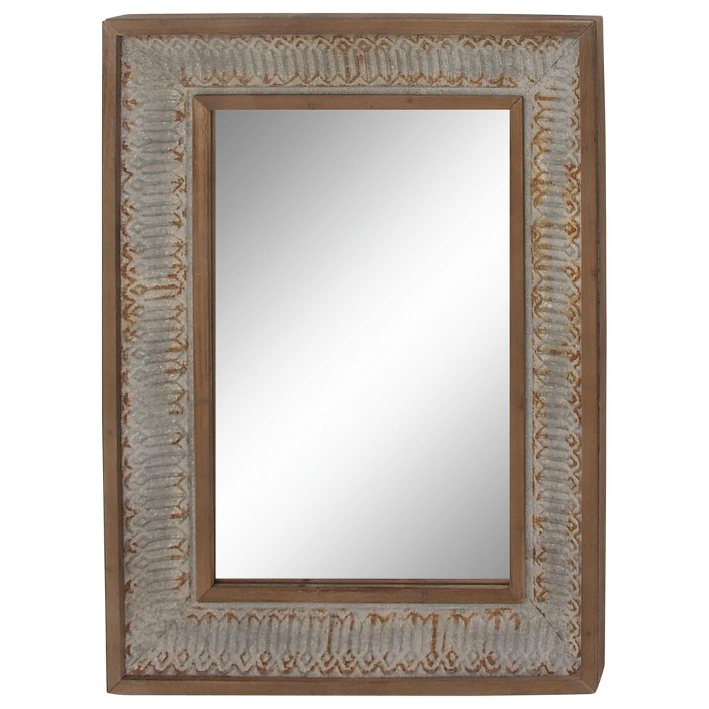 Maple and Jade 29&quot; x 39&quot; Wall Mirror in Distressed Grey and Brown, , large