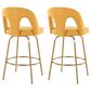 LumiSource Ava Swivel Counter Stool with Yellow Fabric Upholstery in Gold (Set of 2), , large