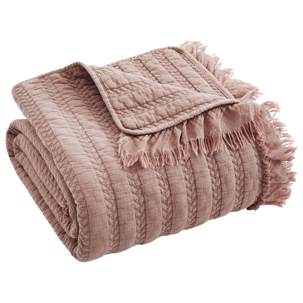Levtex Wilhemina 50" x 60" Quilted Throw in Dusty Rose, , large