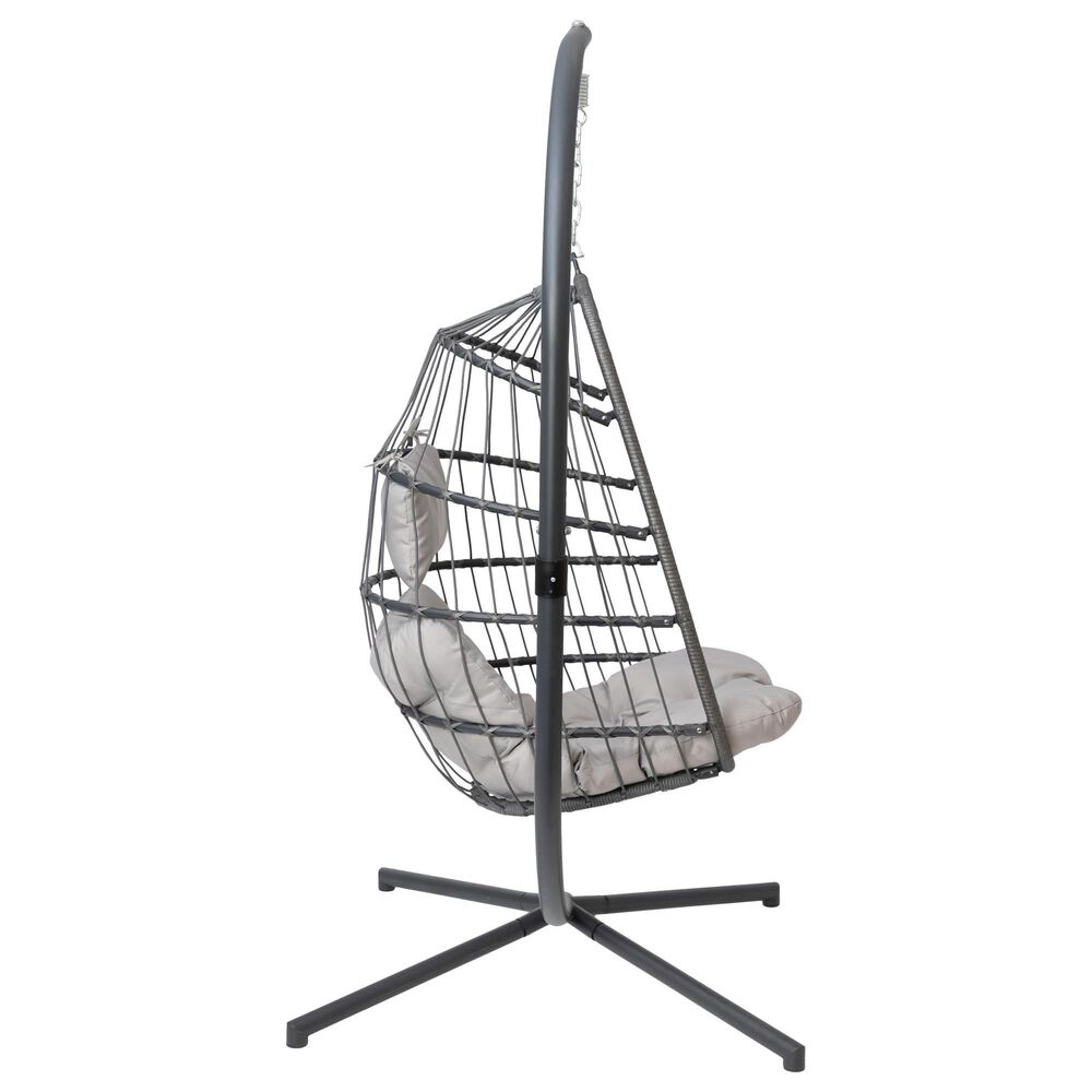 Flash Furniture Cleo Patio Hanging Egg Chair in Gray NFM