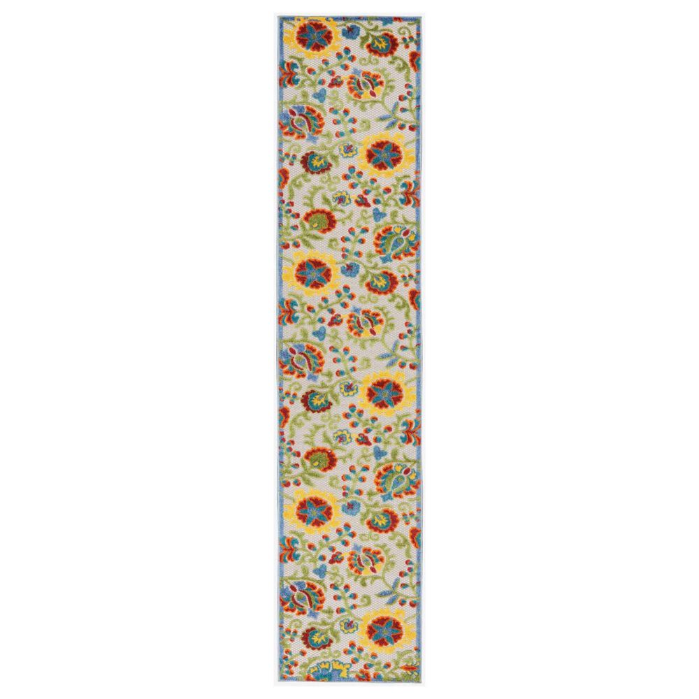 Nourison Aloha ALH17 2"3" x 10" Ivory and Multicolor Indoor/Outdoor Runner, , large