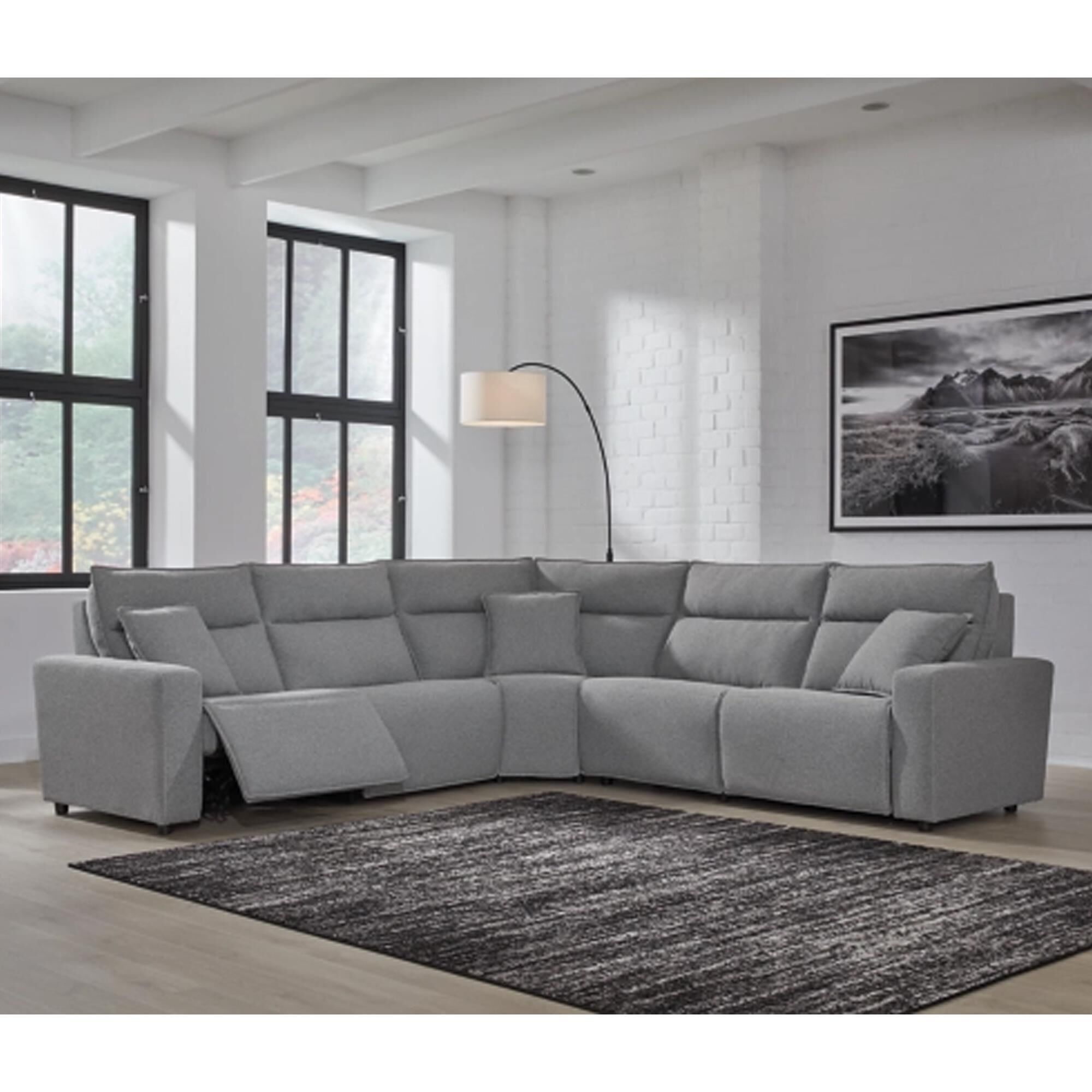 Ashley Modmax 5-Piece Power Reclining Curved Sectional in Salt and