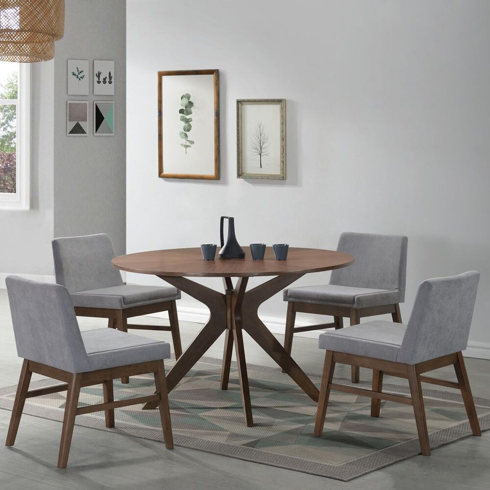 Mayberry Hill Weston Dining Table and 4 Dining Side Chairs in Walnut and Smoke, , large