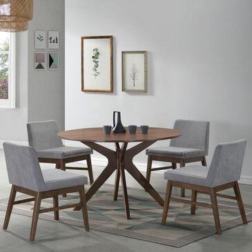 Mayberry Hill Weston Dining Table and 4 Dining Side Chairs in Walnut and Smoke, , large