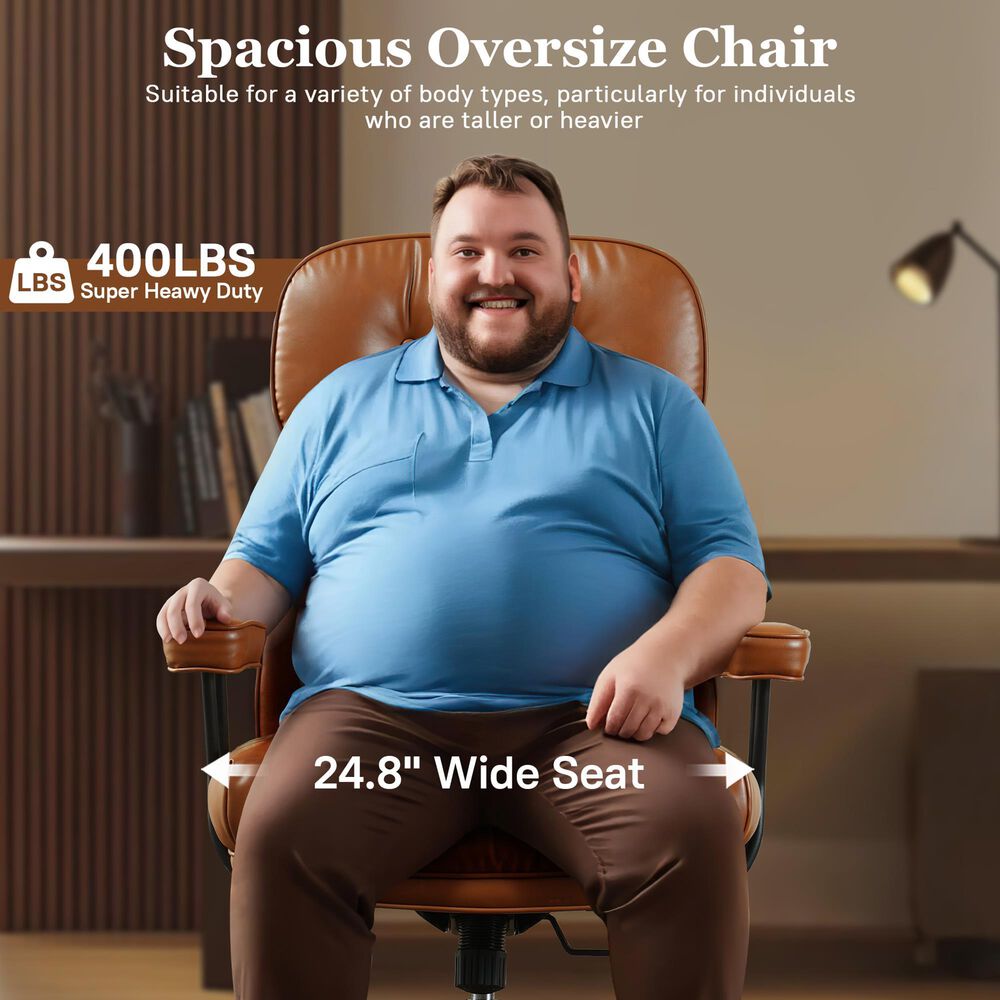 HOMLUX High Back Executive Office Chair with PU Leather in Brown, , large