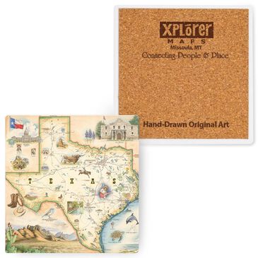 Xplorer Maps Texas State Map Ceramic Coaster, , large