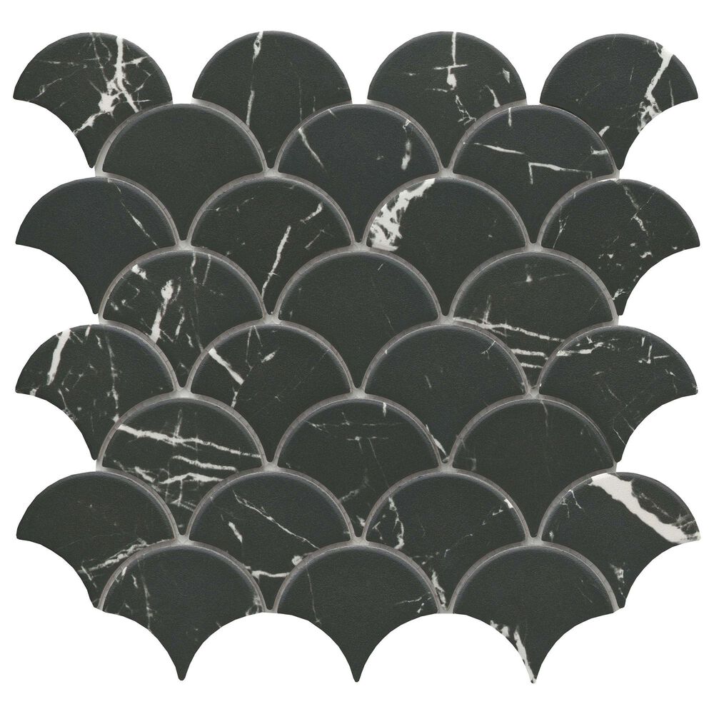 Emser Elegan Nero 12" x 11" Shell Porcelain Mosaic Sheet, , large