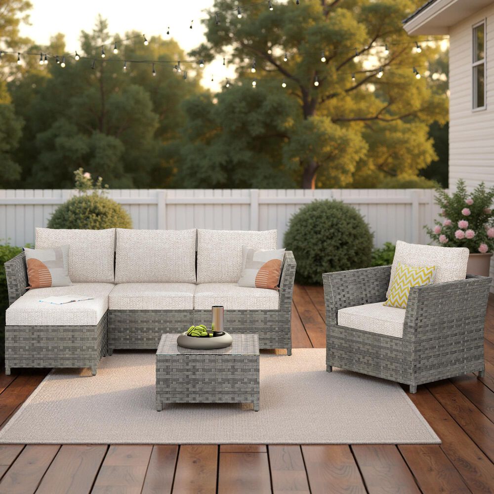 HOMLUX 6-Piece Patio Conversation Set in Coarse Beige, , large