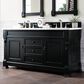 James Martin Vanities Brookfield 60" Double Bathroom Vanity in Antique Black with 3 cm Carrara White Marble Top and Rectangle Sink, , large