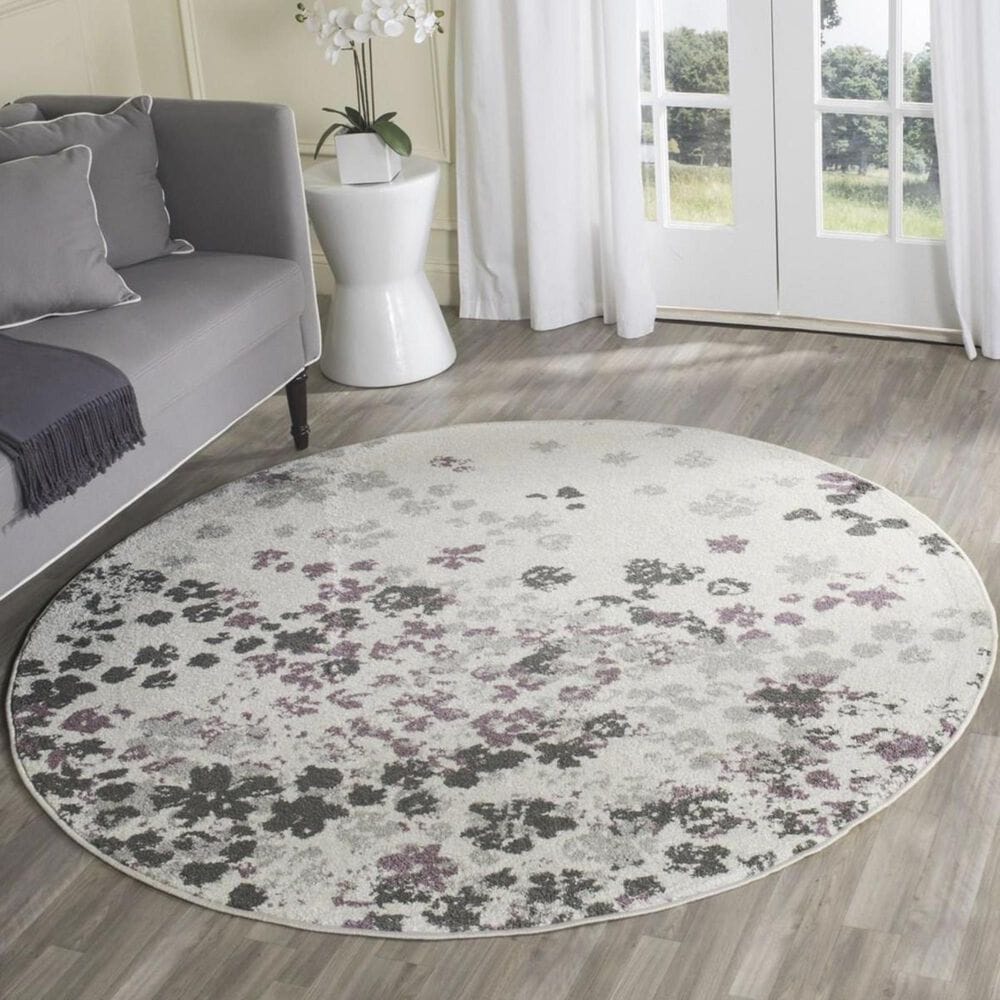 Safavieh Adirondack ADR115L 6" Round Ivory and Purple Area Rug, , large