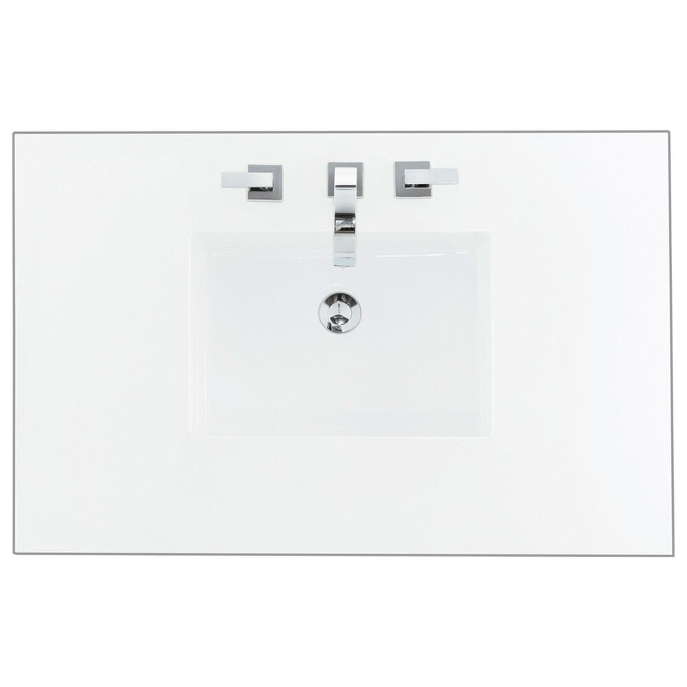 James Martin Vanities Addison 36" Single Vanity Cabinet in Glossy White with 3 cm White Zeus Quartz Top and Rectangular Sink, , large