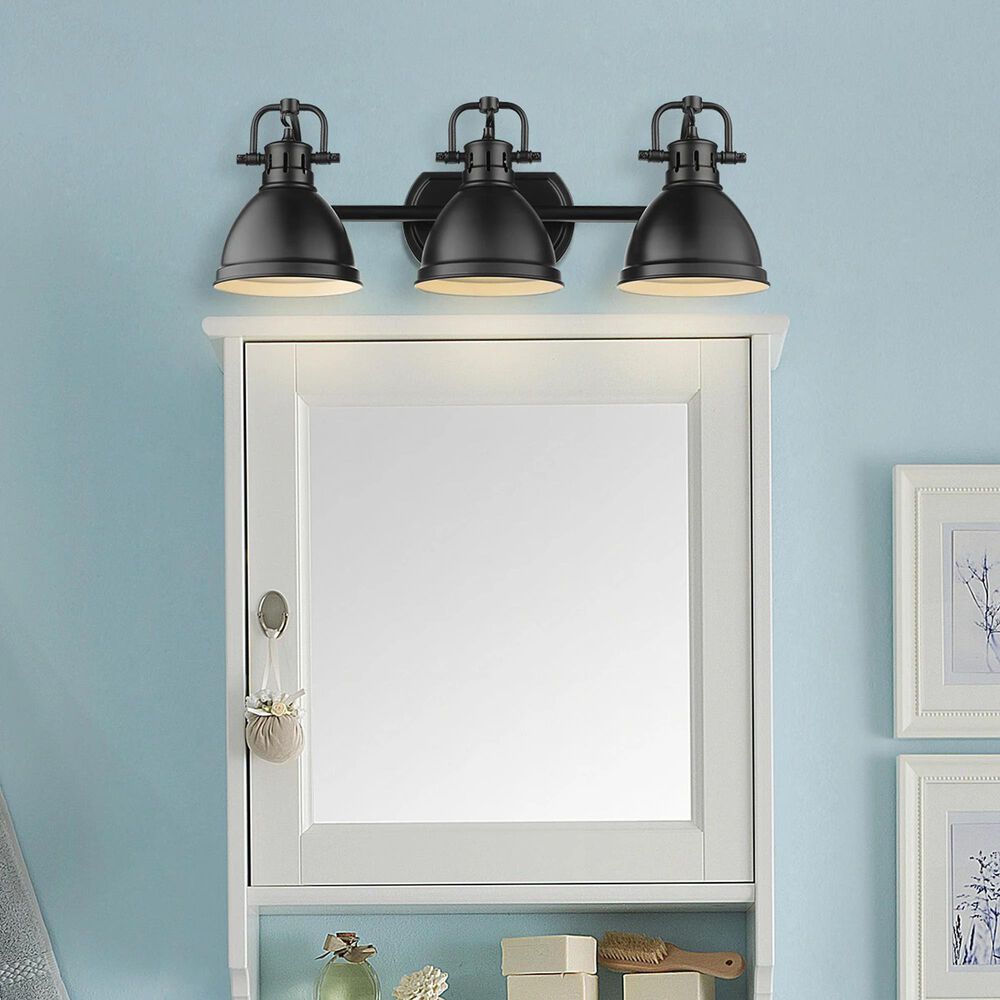 Golden Lighting Duncan 3-Light Bath Vanity in Matte Black, , large