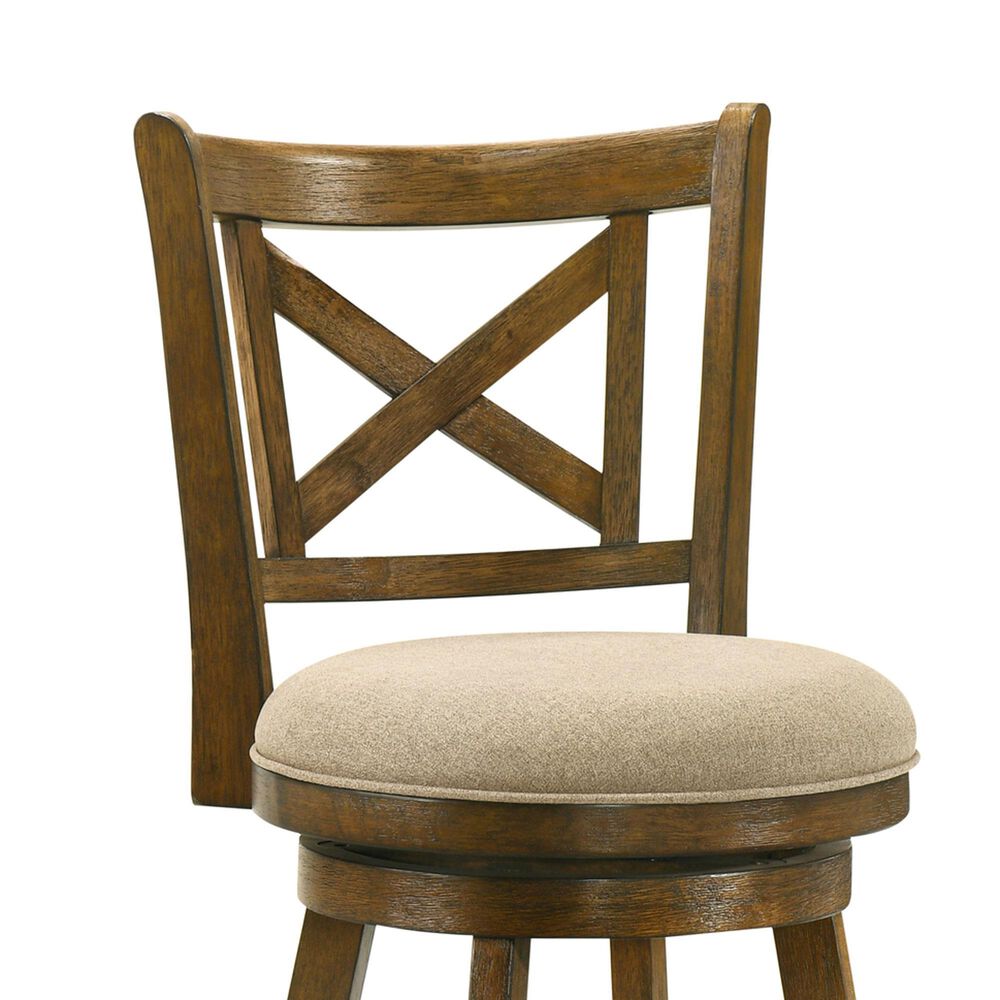 Armen Living Kodi Swivel Bar Height Stool with Light Scone Upholstery in Sepia Brown, , large