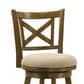 Armen Living Kodi Swivel Bar Height Stool with Light Scone Upholstery in Sepia Brown, , large