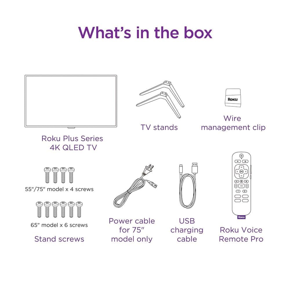 Roku 55&quot; Class Plus Series QLED 4K in Black - Smart TV, , large
