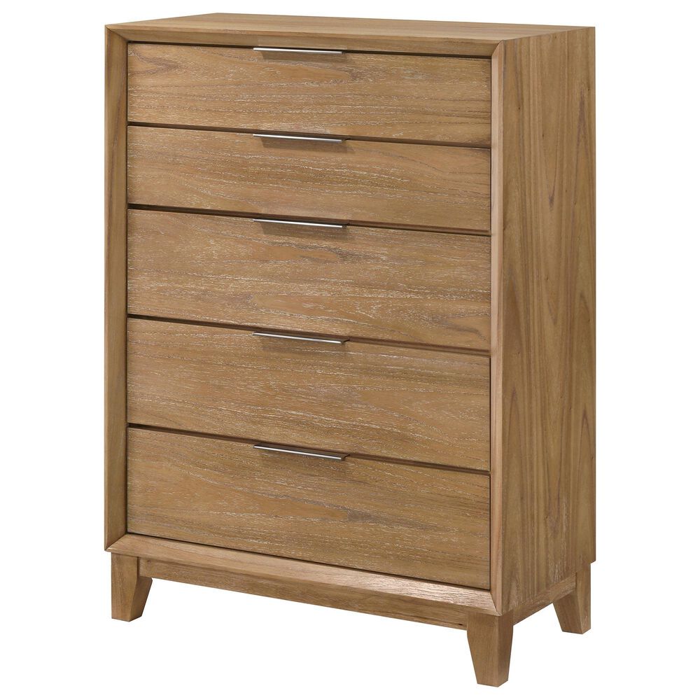 Crown Mark Florian 5 Drawer Chest in Light Brown, , large