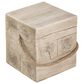 Hearth and Haven Outdoor Square Side Table with Simulated Braided Cord in Wood Brown, , large