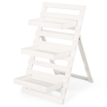 Noble House Axelle 3-Tiered Patio Plant Stand in Matte White, , large