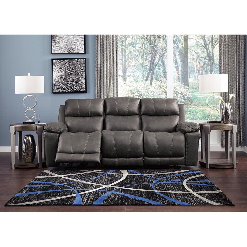 Ashley Erlangen Power Reclining Sofa with Adjustable Headrest in Midnight, , large