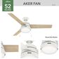 Hunter Aker 52" Ceiling Fan with LED Lights in Fresh White, , large