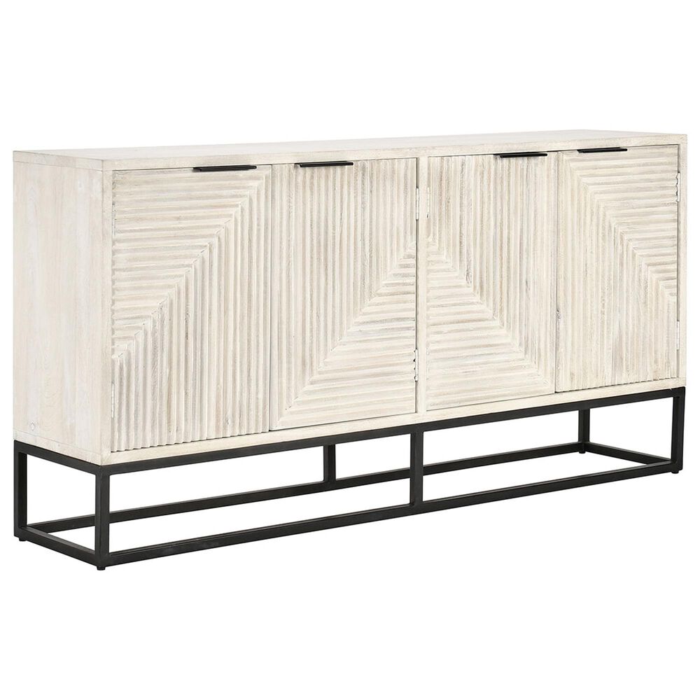 Classic Home Flint 4-Door Sideboard in Coastal White and Black, , large