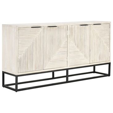 Classic Home Flint 4-Door Sideboard in Coastal White and Black, , large