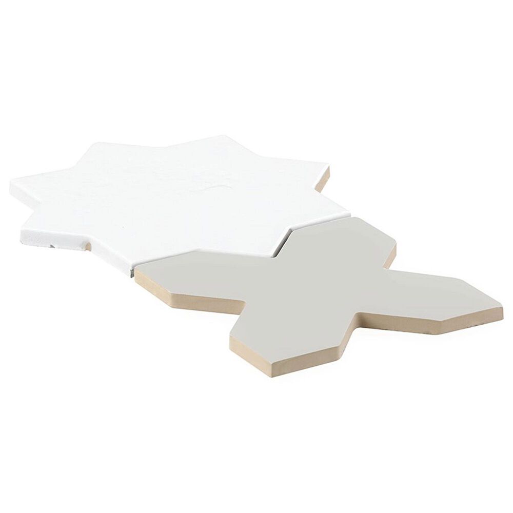Soho Studio Malta White Star Polished and Cross Matte 6" x 6" Porcelain Tile Kit, , large